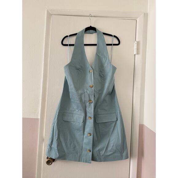 Abercrombie Blue Linen Button Down Dress - Size Large - Picture 2 of 4